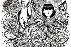 "Tibi Et Igni" - a latin quote meaning For you and for fire, designed around flowers tattoo idea