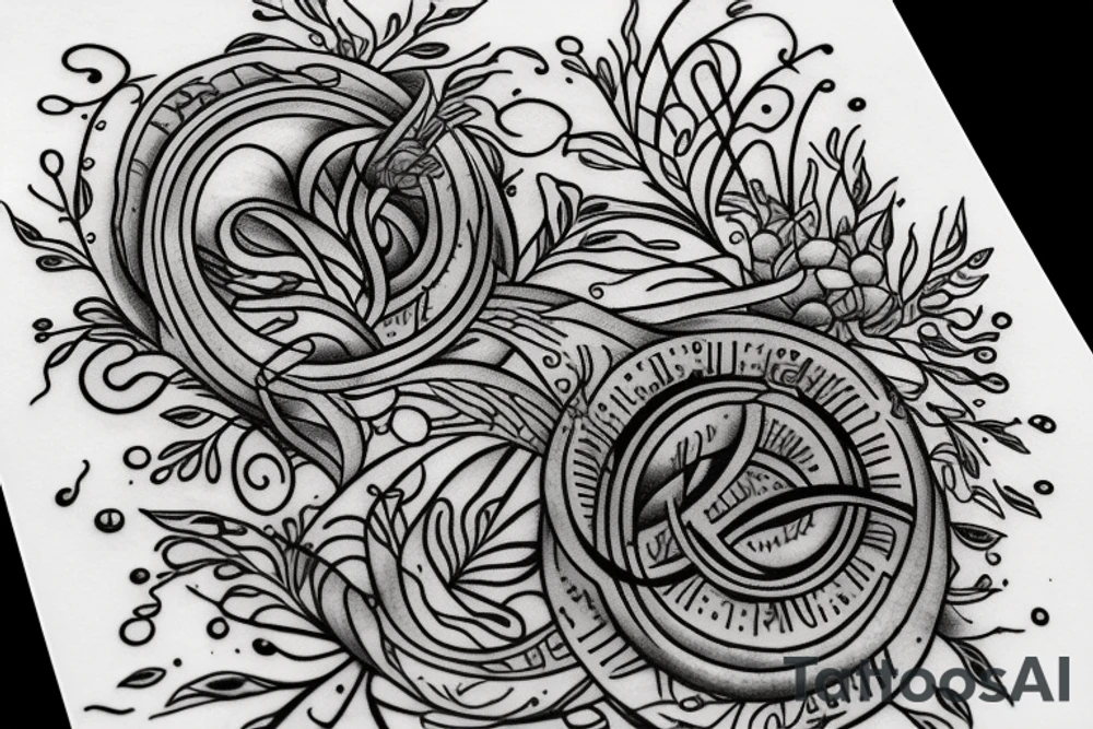 "Tibi Et Igni" - a latin quote meaning For you and for fire, designed around flowers tattoo idea