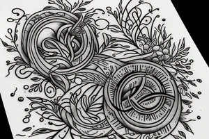 "Tibi Et Igni" - a latin quote meaning For you and for fire, designed around flowers tattoo idea