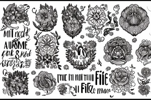 Include the quote "Tibi Et Igni" - a latin quote meaning For you and for fire, designed around flowers tattoo idea