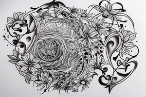 Include the quote "Tibi Et Igni" - a latin quote meaning For you and for fire, designed around flowers tattoo idea