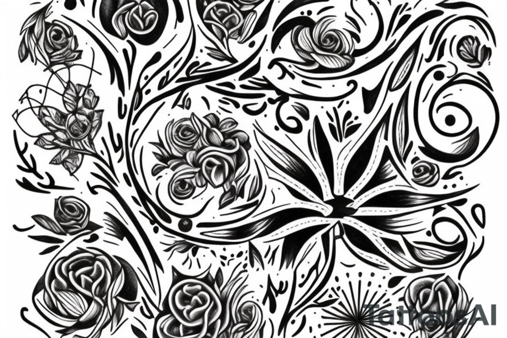 Include the quote "Tibi Et Igni" -meaning for you and for fire, designed around flowers tattoo idea