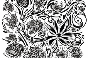 Include the quote "Tibi Et Igni" -meaning for you and for fire, designed around flowers tattoo idea