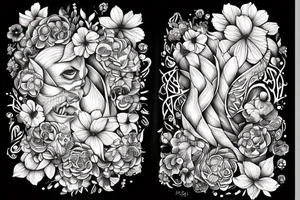 Include the quote "Tibi Et Igni" -meaning for you and for fire, designed around flowers tattoo idea