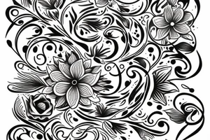 Include the quote "Tibi Et Igni" -meaning for you and for fire, designed around flowers tattoo idea