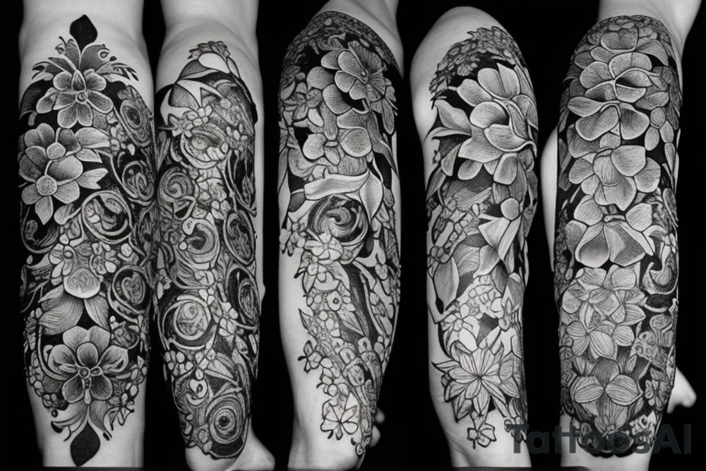 Include the quote "Tibi Et Igni" -meaning for you and for fire, designed around flowers tattoo idea