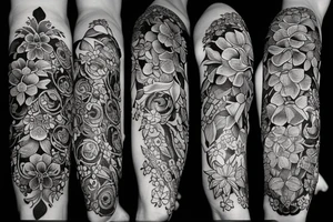 Include the quote "Tibi Et Igni" -meaning for you and for fire, designed around flowers tattoo idea