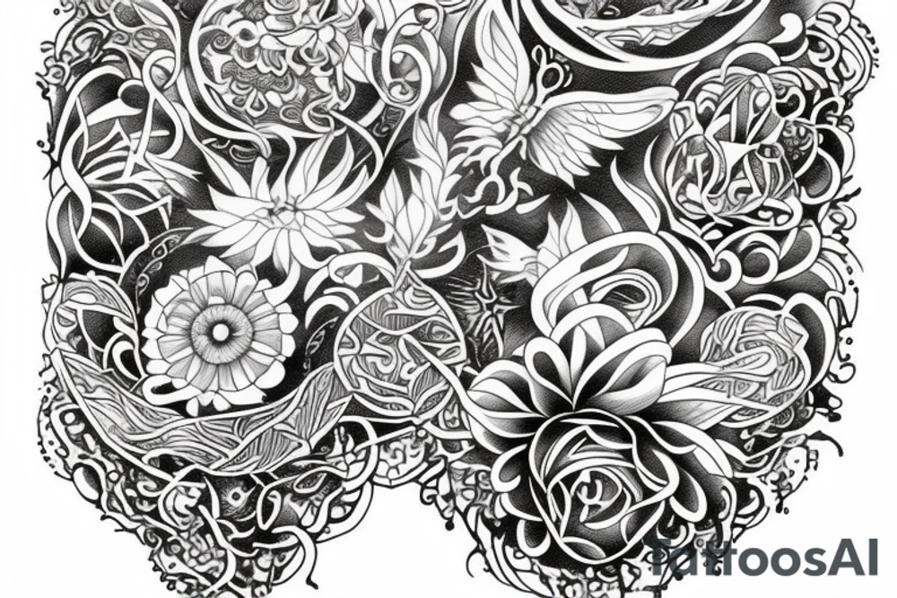 Include the quote "Tibi Et Igni" -meaning for you and for fire, designed around flowers tattoo idea
