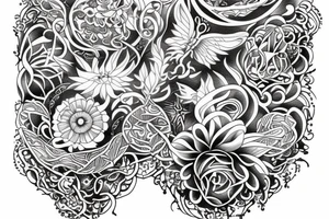 Include the quote "Tibi Et Igni" -meaning for you and for fire, designed around flowers tattoo idea