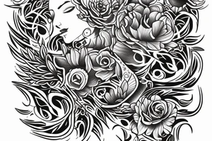 Include the quote "Tibi Et Igni" -meaning for you and for fire, designed around flowers tattoo idea