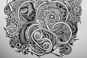 Include the quote "Tibi Et Igni" -meaning for you and for fire, designed around flowers tattoo idea
