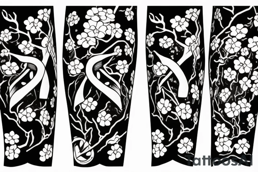 Dagger with cherry blossoms and coffin tattoo idea Dagger with cherry blossoms and coffin tattoo idea