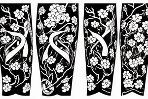 Dagger with cherry blossoms and coffin tattoo idea