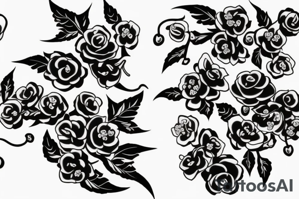 Dagger with cherry blossoms and coffin tattoo idea Dagger with cherry blossoms and coffin tattoo idea