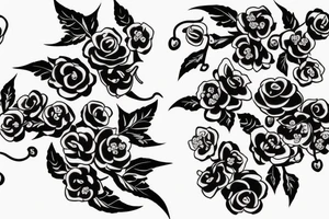 Dagger with cherry blossoms and coffin tattoo idea