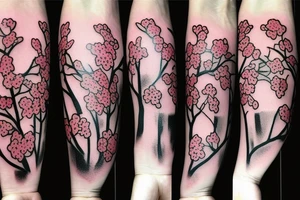 Dagger with cherry blossoms and coffin tattoo idea