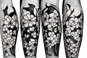 Dagger with cherry blossoms and coffin tattoo idea