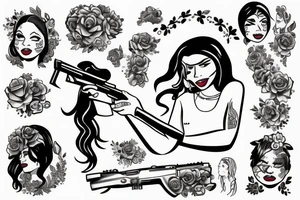 Chicano girl with gun tattoo idea
