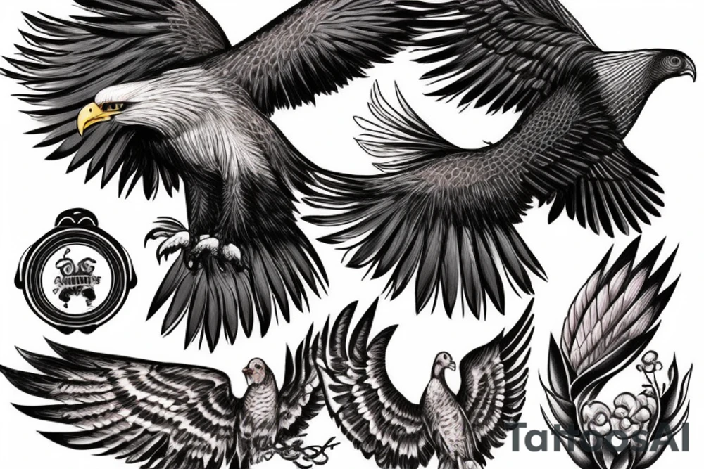 an eagle carrying a dead pheasant tattoo idea