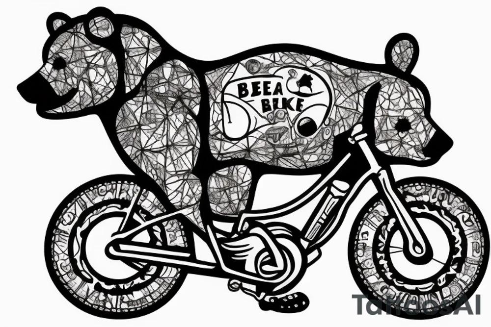 Bear on a bike with a bottle of booze tattoo idea