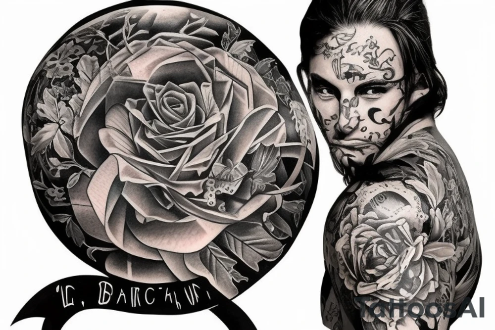 a person exploring a gigantic library tattoo idea