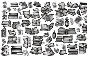 a person exploring a gigantic library tattoo idea