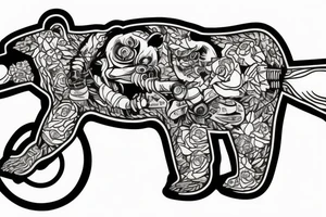 Bear on a bike with a bottle of booze tattoo idea