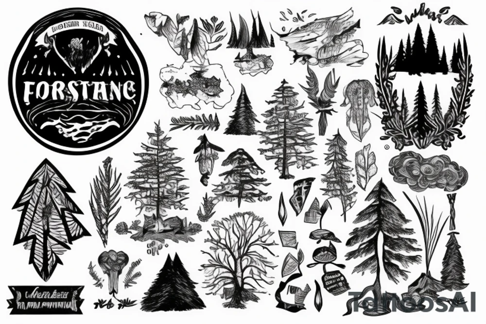 Large Forrest with someone lost on a map tattoo idea