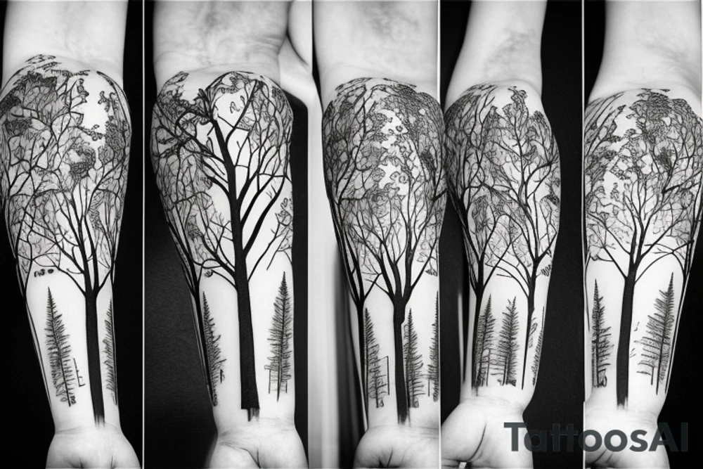 Large Forrest with someone lost on a map tattoo idea