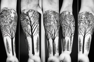 Large Forrest with someone lost on a map tattoo idea