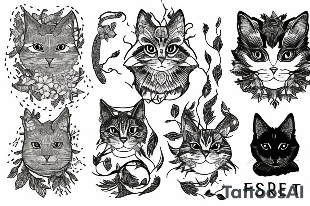 Forest cat tattoo idea