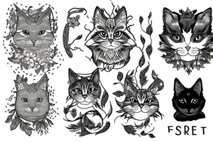 Forest cat tattoo idea