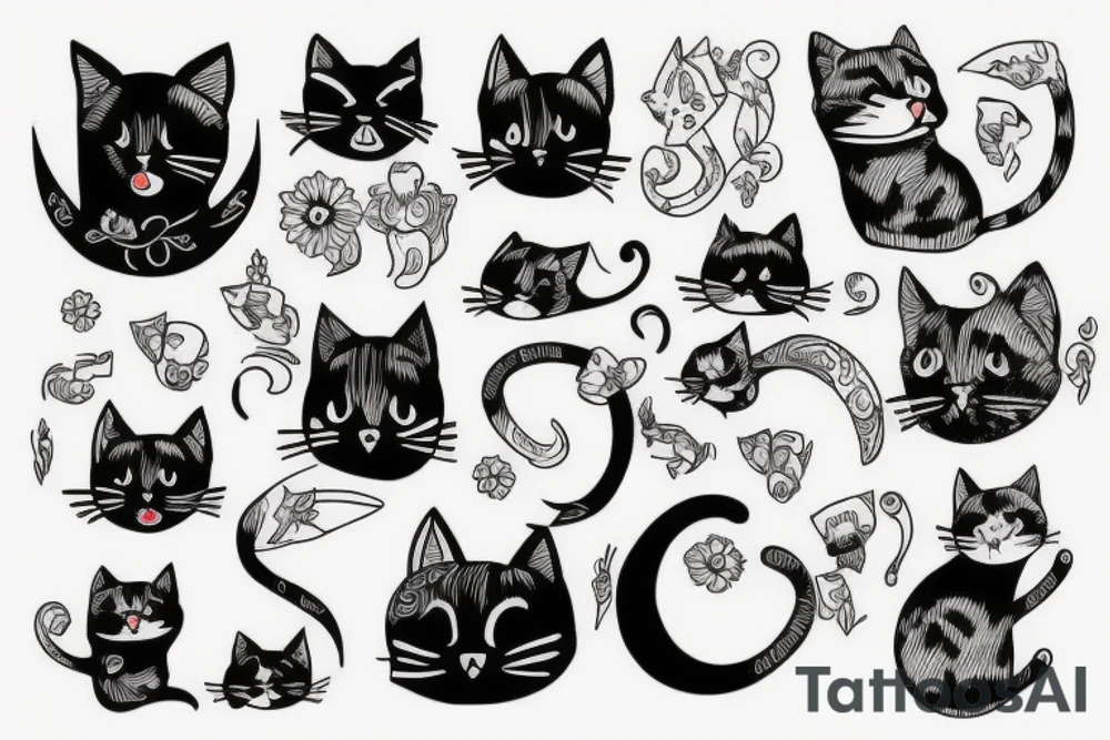 cat, oldschool style tattoo idea