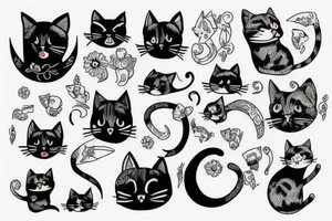 cat, oldschool style tattoo idea