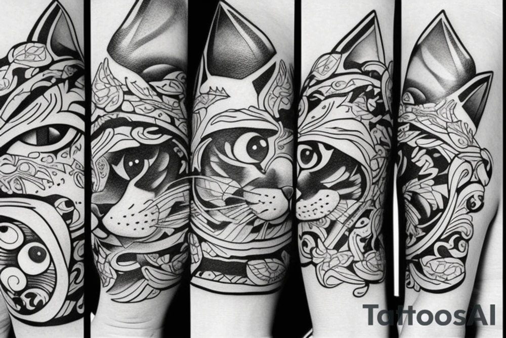 cat, oldschool style tattoo idea