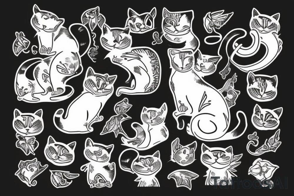 Old school traditional cat tattoo idea