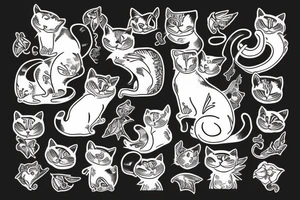 Old school traditional cat tattoo idea
