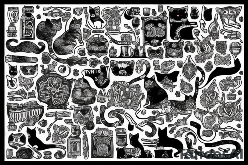 Old school traditional cat tattoo idea