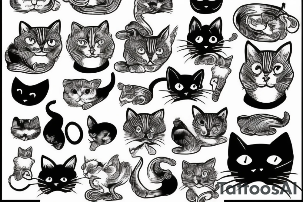 Old school traditional cat tattoo idea