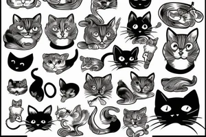 Old school traditional cat tattoo idea