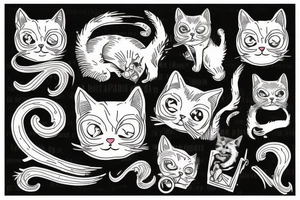 Old school traditional cat tattoo idea