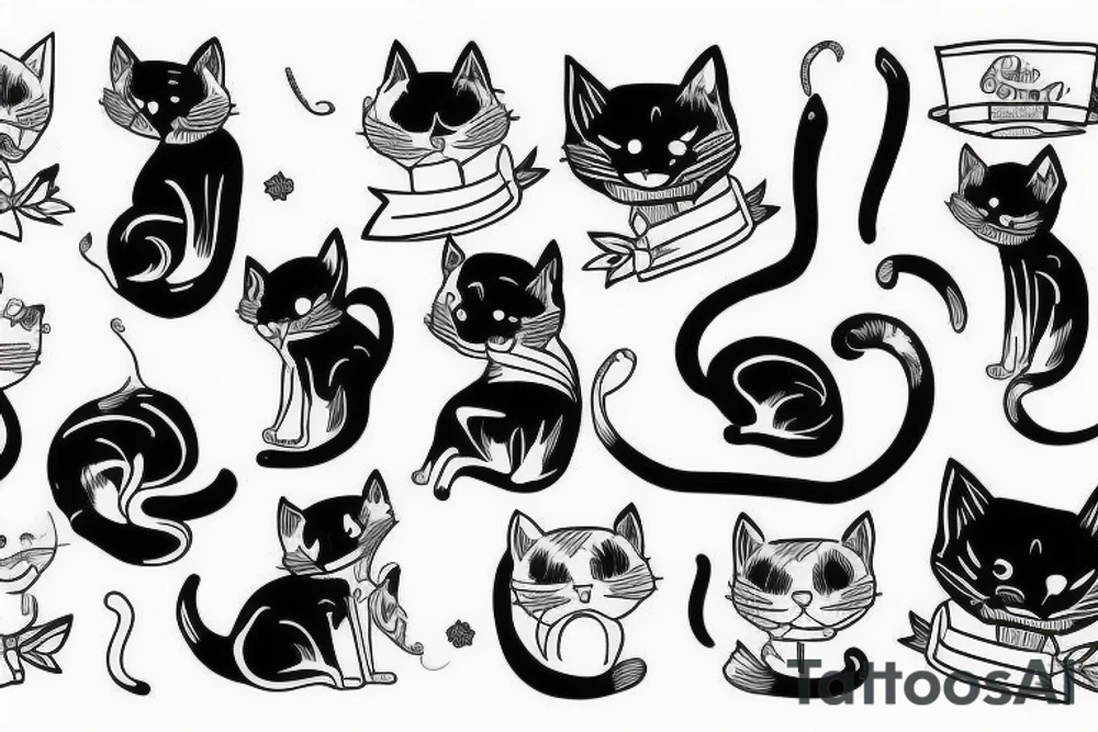 Old school traditional cat tattoo idea