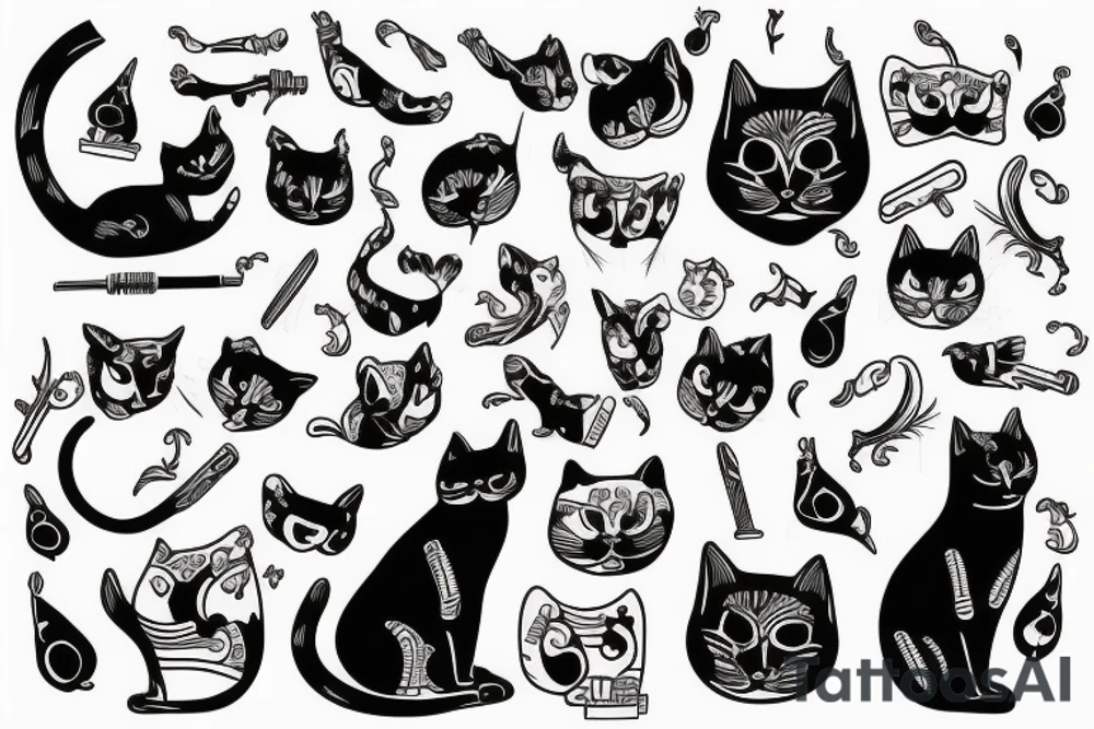 Old school traditional cat tattoo idea
