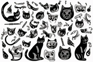 Old school traditional cat tattoo idea