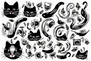 Old school traditional cat tattoo idea