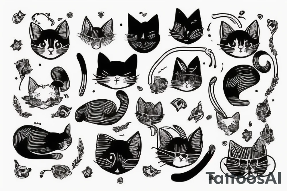 Old school traditional cat tattoo idea