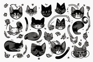 Old school traditional cat tattoo idea