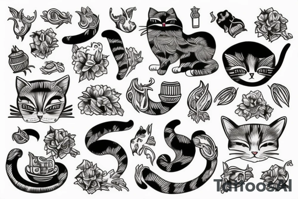 Old school traditional cat tattoo idea