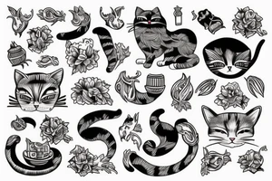 Old school traditional cat tattoo idea