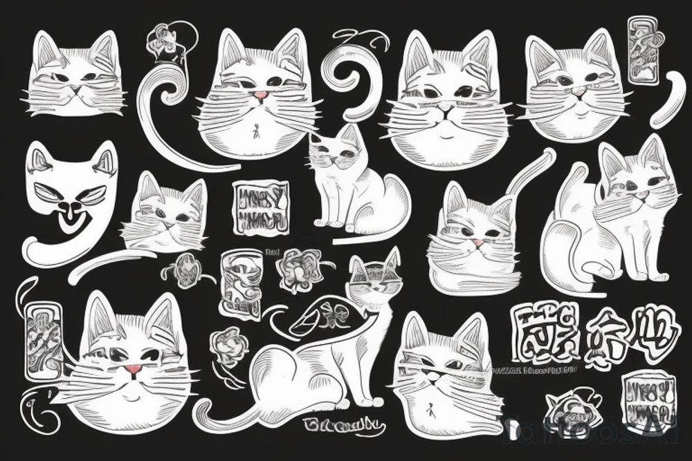 Old school traditional cat tattoo idea